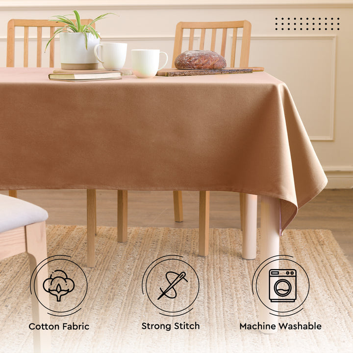 Cotton Tan Table Cloth (Pack of 1)