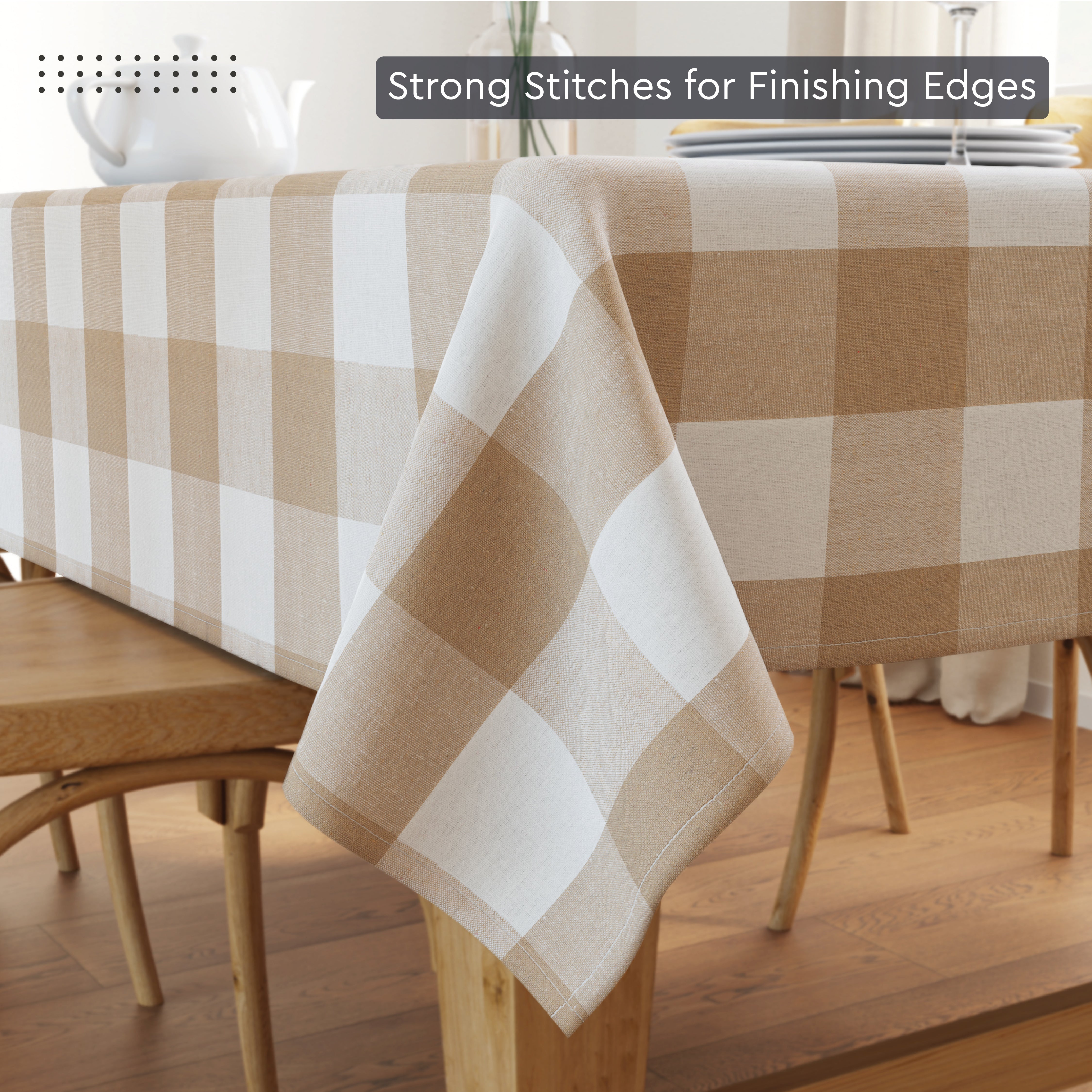 Cotton Buffalo Beige Checks Table Cloth (Pack of 1)