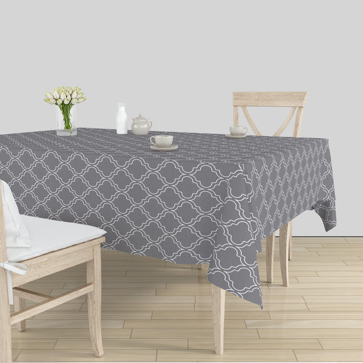 Polyester Grey Trellis Table Cloth (Pack of 1)
