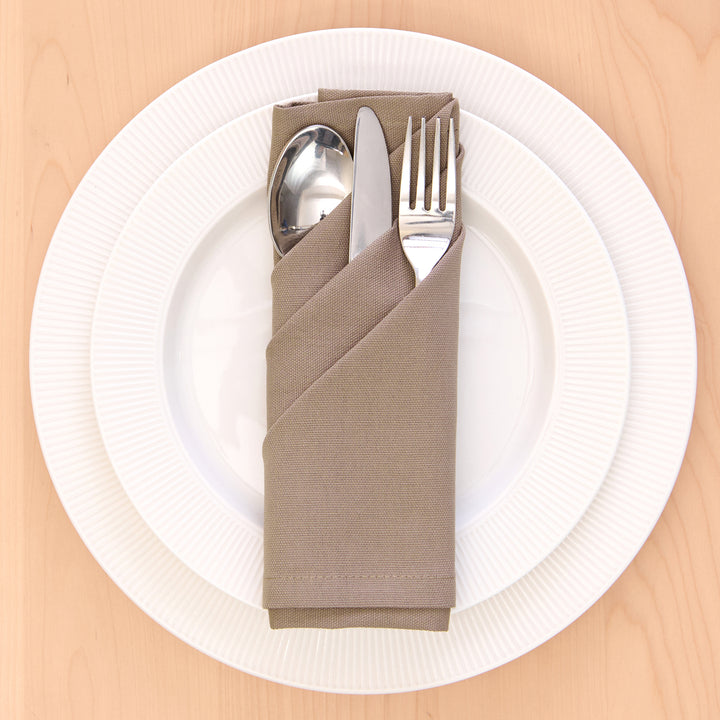 Cotton Taupe Table Napkins (Pack of 12)