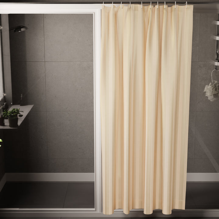 Polyester Stripe Beige Shower Curtain (Pack of 1)