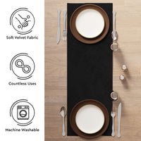 Quilted Velvet Black Table Runner