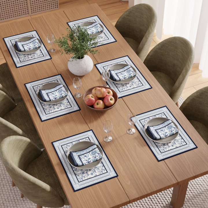Cotton Canvas Indigo-02 Placemat + Table Napkins