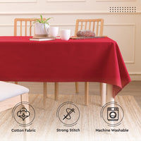 Cotton Deep Red Table Cloth (Pack of 1)