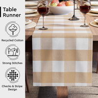RC Yarn-Dyed Buffalo Beige Checks Table Runner (Pack of 1)