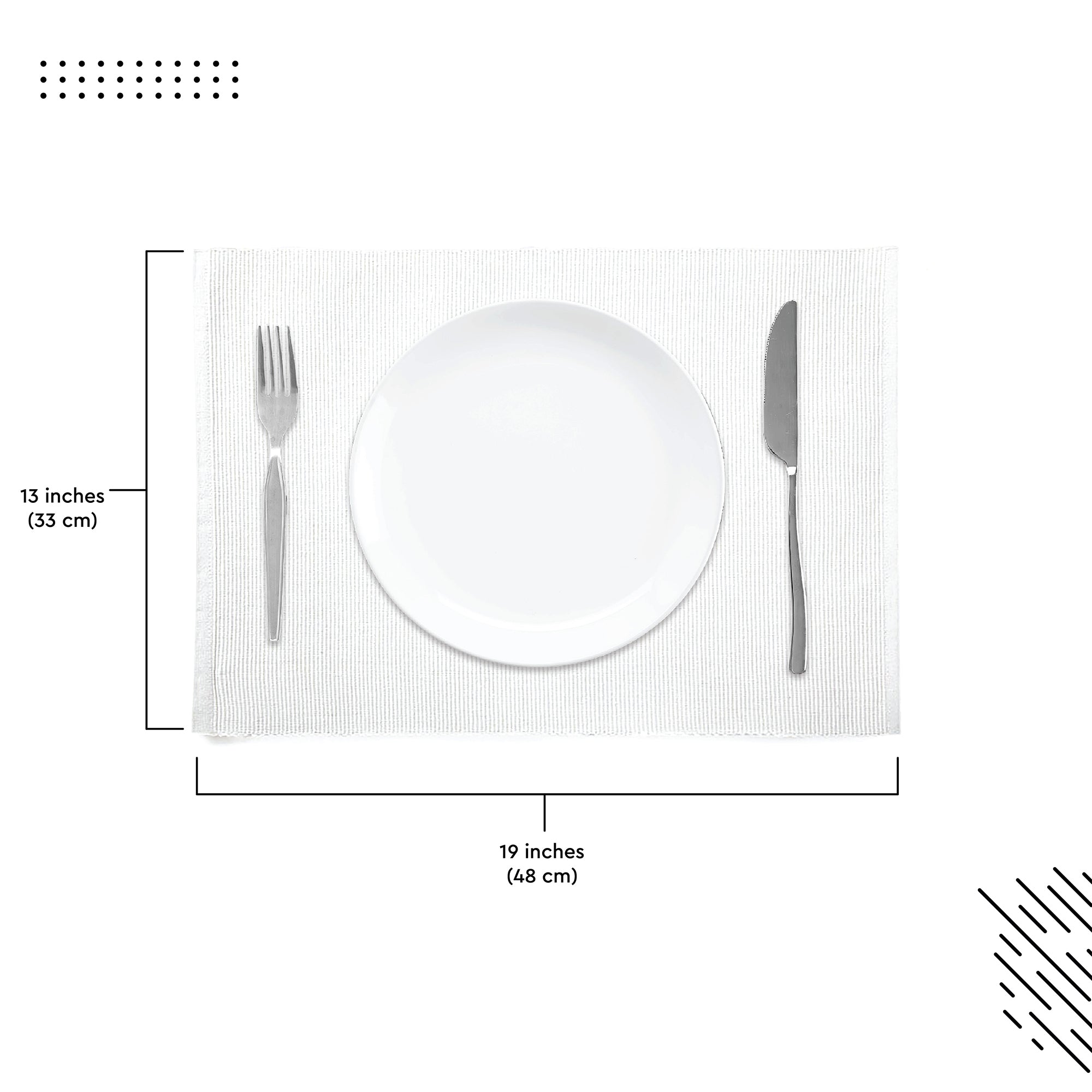 Ribbed Cotton White Placemat (Pack of 6)