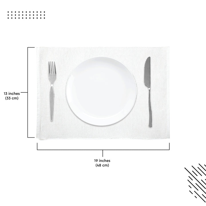 Ribbed Cotton White Placemat (Pack of 6)