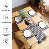 Cotton Roma Grey Stripes Table Runner (Pack of 1)