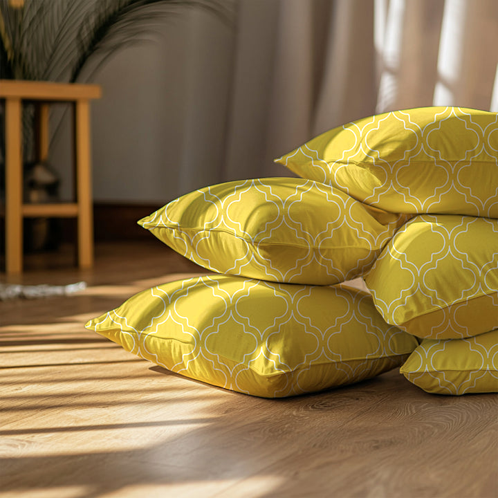 Micro Yellow Trellis Cushion Cover