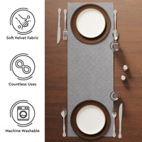 Quilted Velvet Light Grey Table Runner