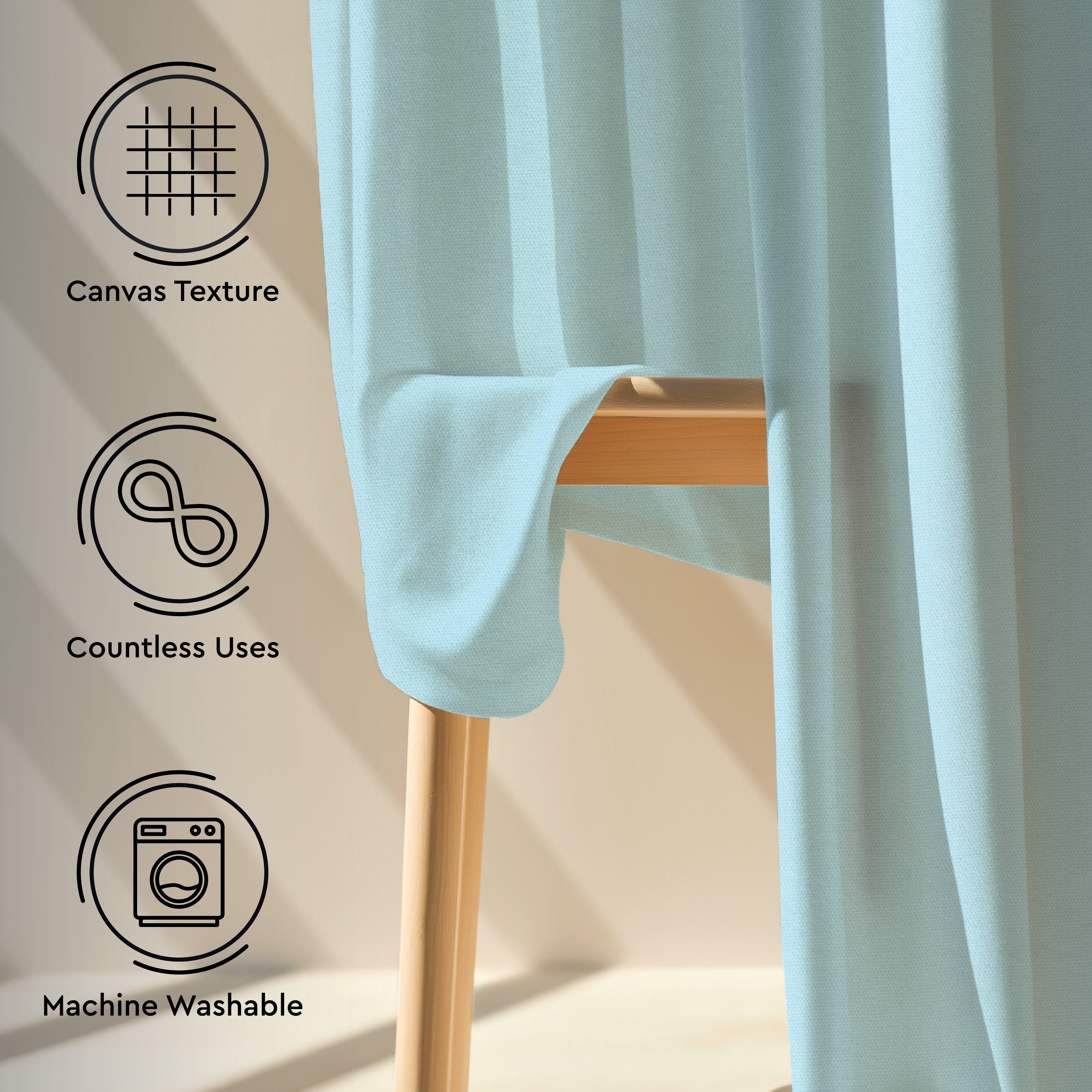 Canvas Ice Blue Curtain (Pack of 1)