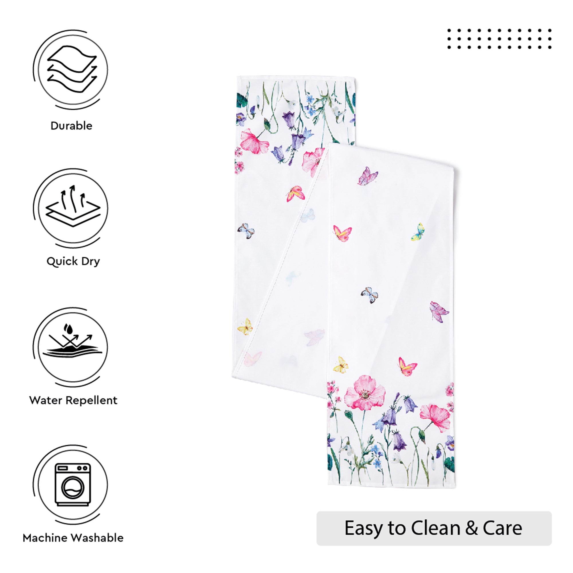 Spun Polyester Pink Butterflies Table Runner (Pack of 1)