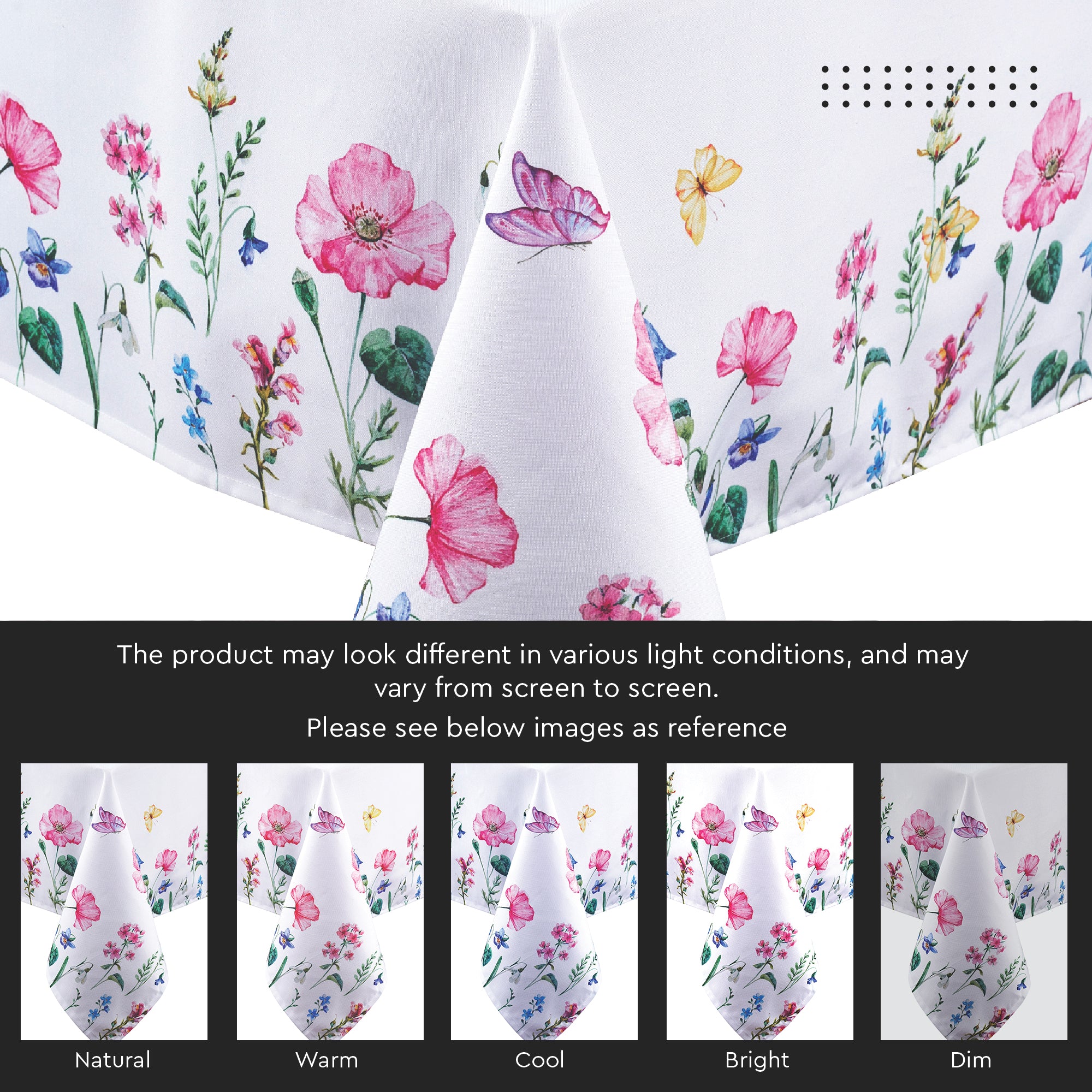 Polyester Pink Butterflies Printed Table Cloth