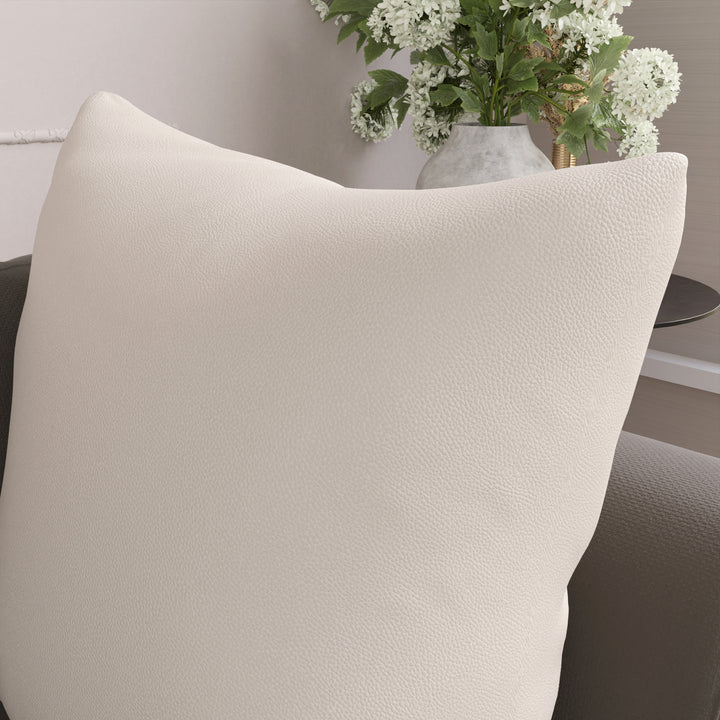 PVC Leather Cream Cushion Cover (Pack of 2)