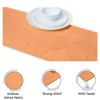 Embossed Velvet Peach Table Runner
