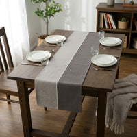 Cotton Light Grey & Grey Table Runner (Pack of 1)