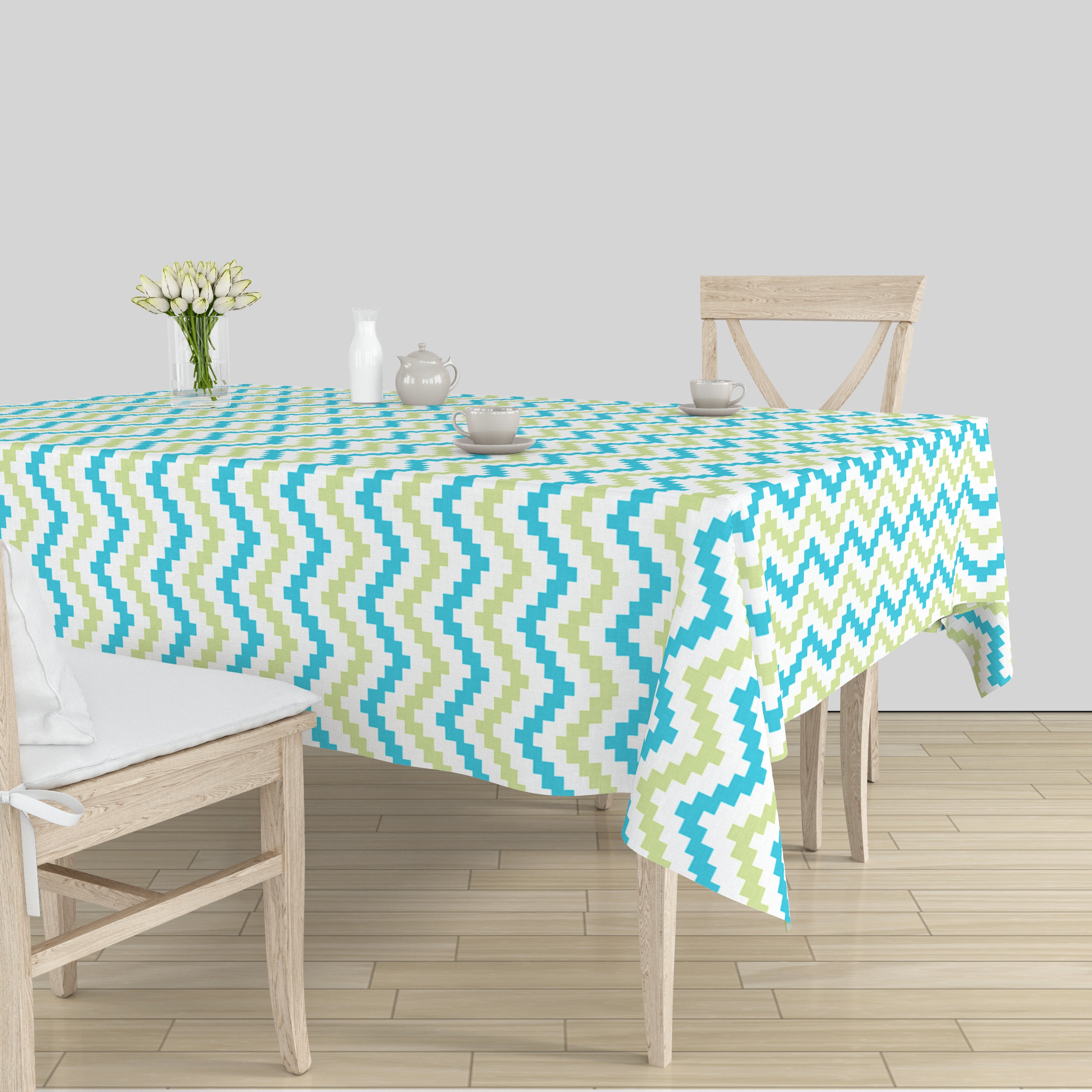 Polyester Chevron Green Table Cloth (Pack of 1)