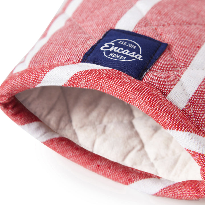 Cotton Roma Red Stripes Oven Gloves (Pack of 2)