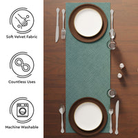 Quilted Velvet Aqua Table Runner