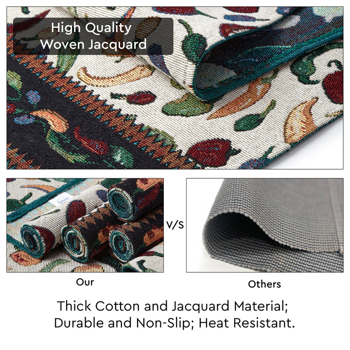 Cotton Chilies Table Runner+Placemat (Pack of 7)