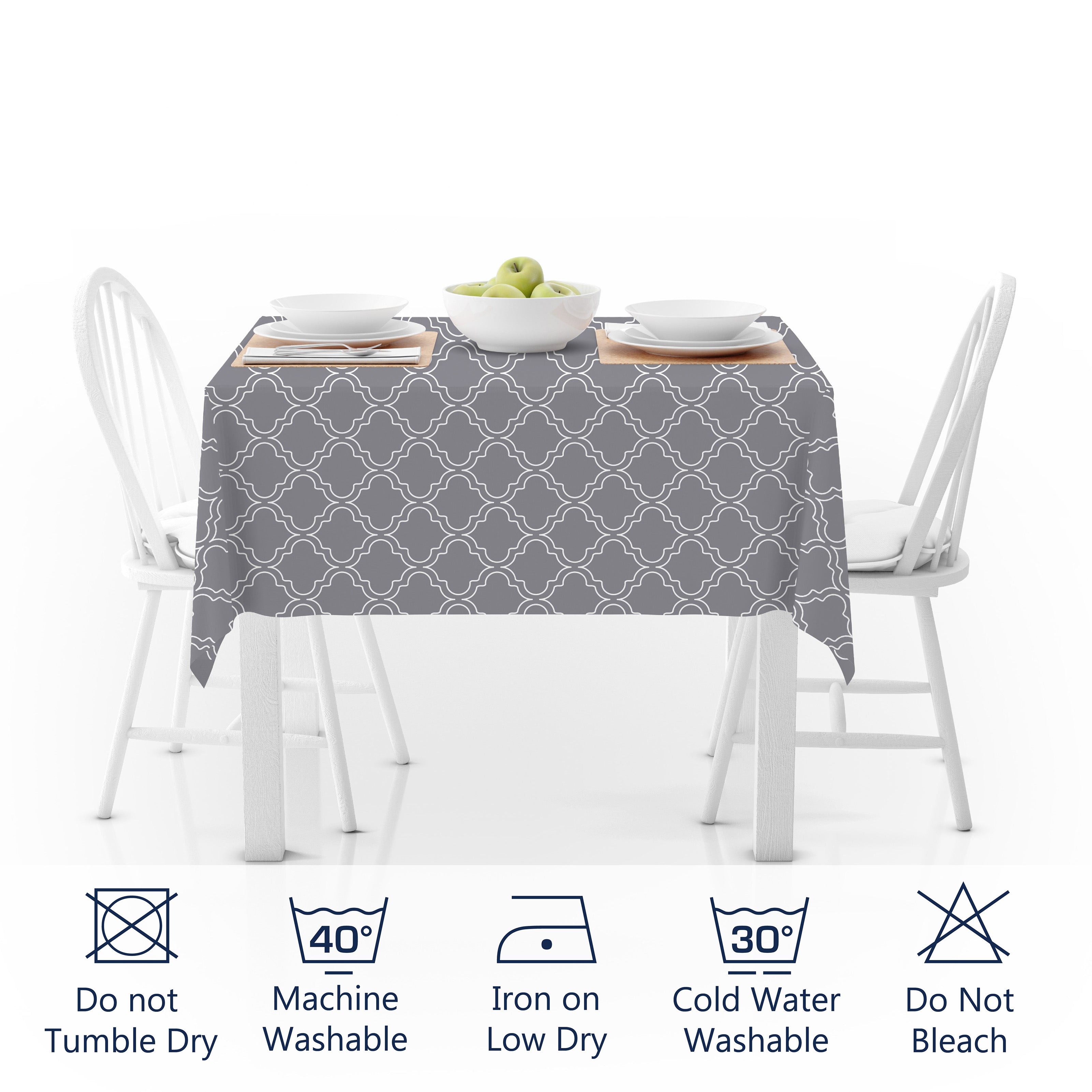 Polyester Grey Trellis Table Cloth (Pack of 1)