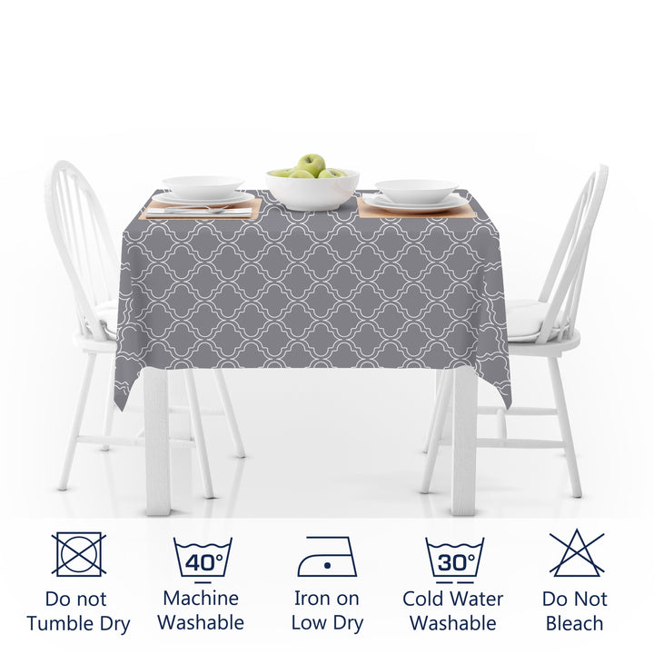 Polyester Grey Trellis Table Cloth (Pack of 1)