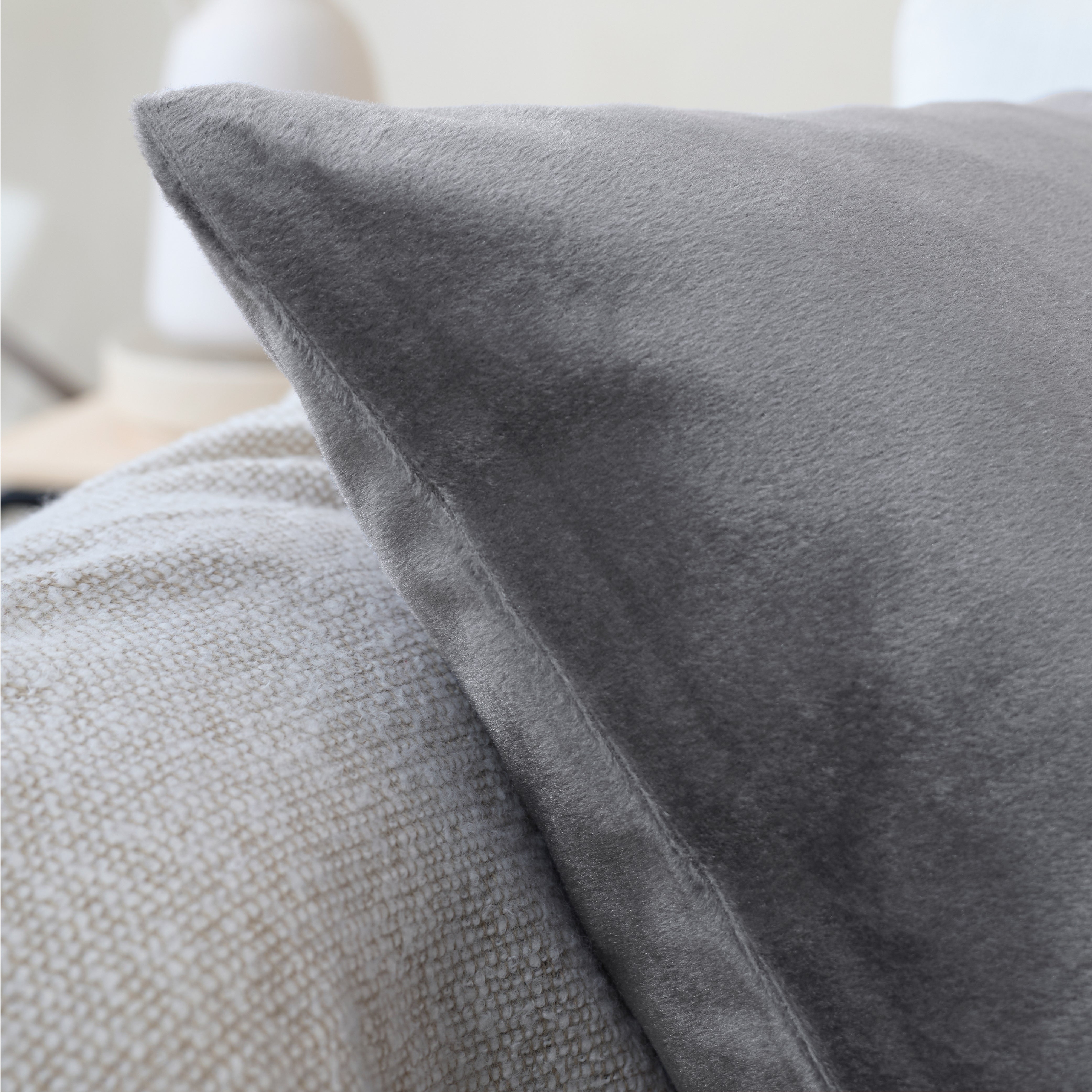 Velvet Grey Cushion Cover (Pack of 2)