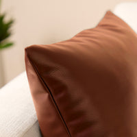 PVC Leather Tan Cushion Cover (Pack of 2)