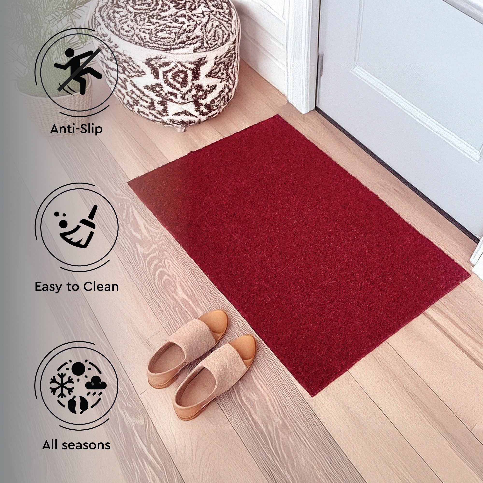 Coir Door Mats for Home Entrance Thick Anti-slip Welcome Doormat with PVC Back | Ideal for Indoor, Outdoor, Patio, Home and Office | Durable and Easy to Clean