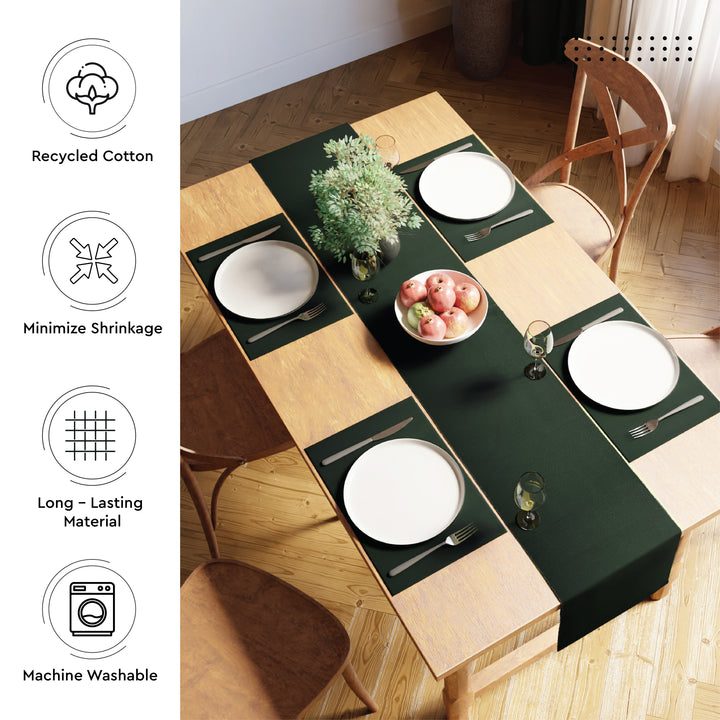 Cotton Dark Green Table Runner (Pack of 1)