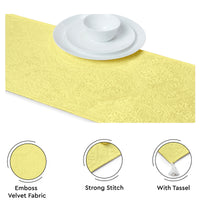 Embossed Velvet Pale Lime Table Runner