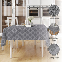 Cotton Grey Tiles Table Cloth (Pack of 1)