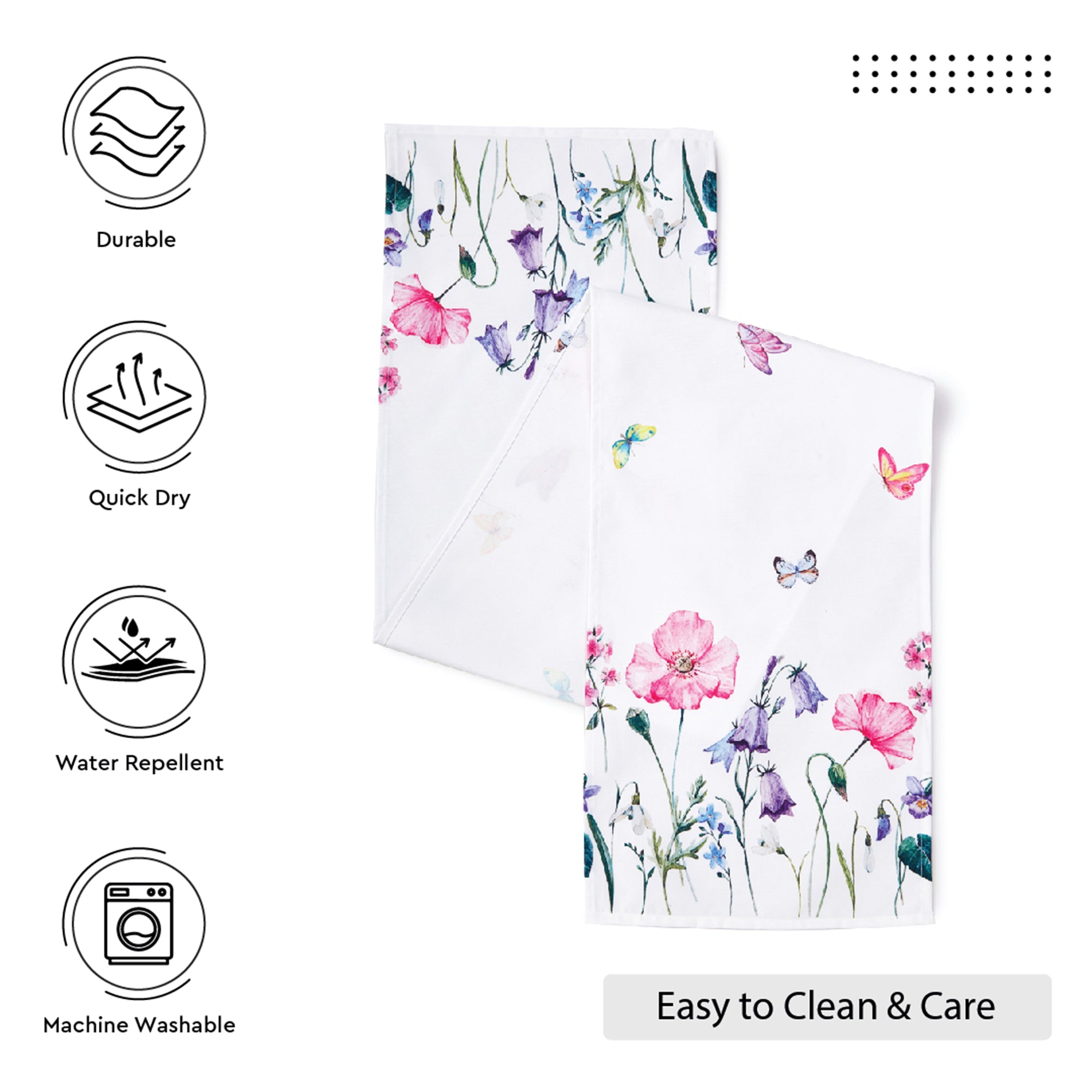 Spun Polyester Pink Butterflies Table Runner (Pack of 1)