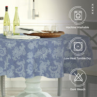 Cotton chambray Blue Table Cloth (Pack of 1)