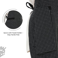 Cotton Butcher Checks Black Apron (Pack of 1)