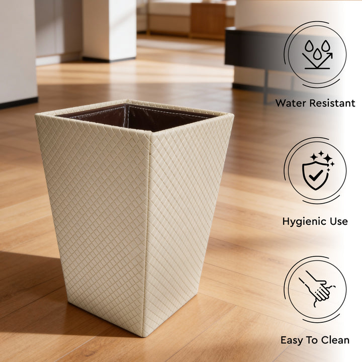 PU-Leather Cream Leather Dustbin