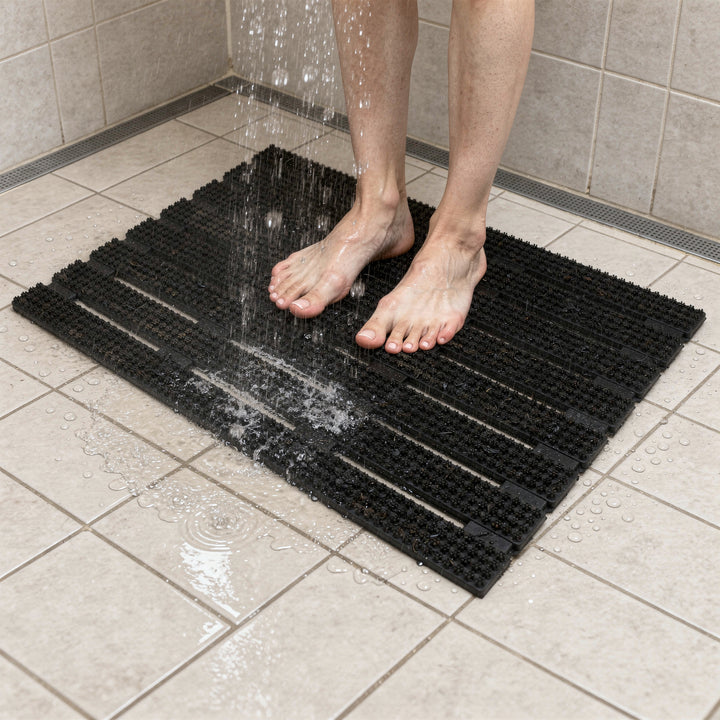 Rubber Shower Mats Heavy Duty Anti-Skid Floor Mats for Door, Bathroom, Kitchen & Home Entrance | PVC Non-Slip Drainage Mat for Wet & Dry Areas