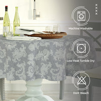 Cotton chambray Grey Table Cloth (Pack of 1)