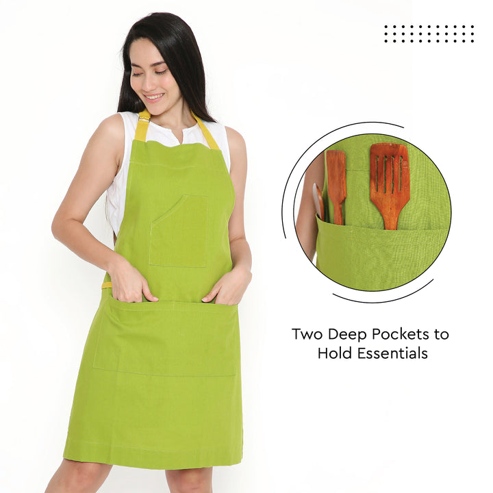 Cotton Lime Green Apron (Pack of 1)