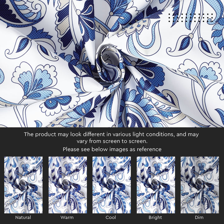 Polyester Chintz Blue Table Cloth (Pack of 1)
