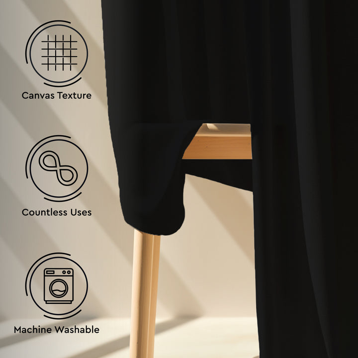 Canvas Jet Black Curtain (Pack of 1)