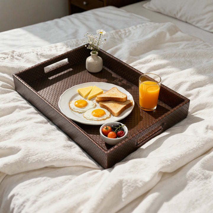 Leather Copper Leather Serving Tray