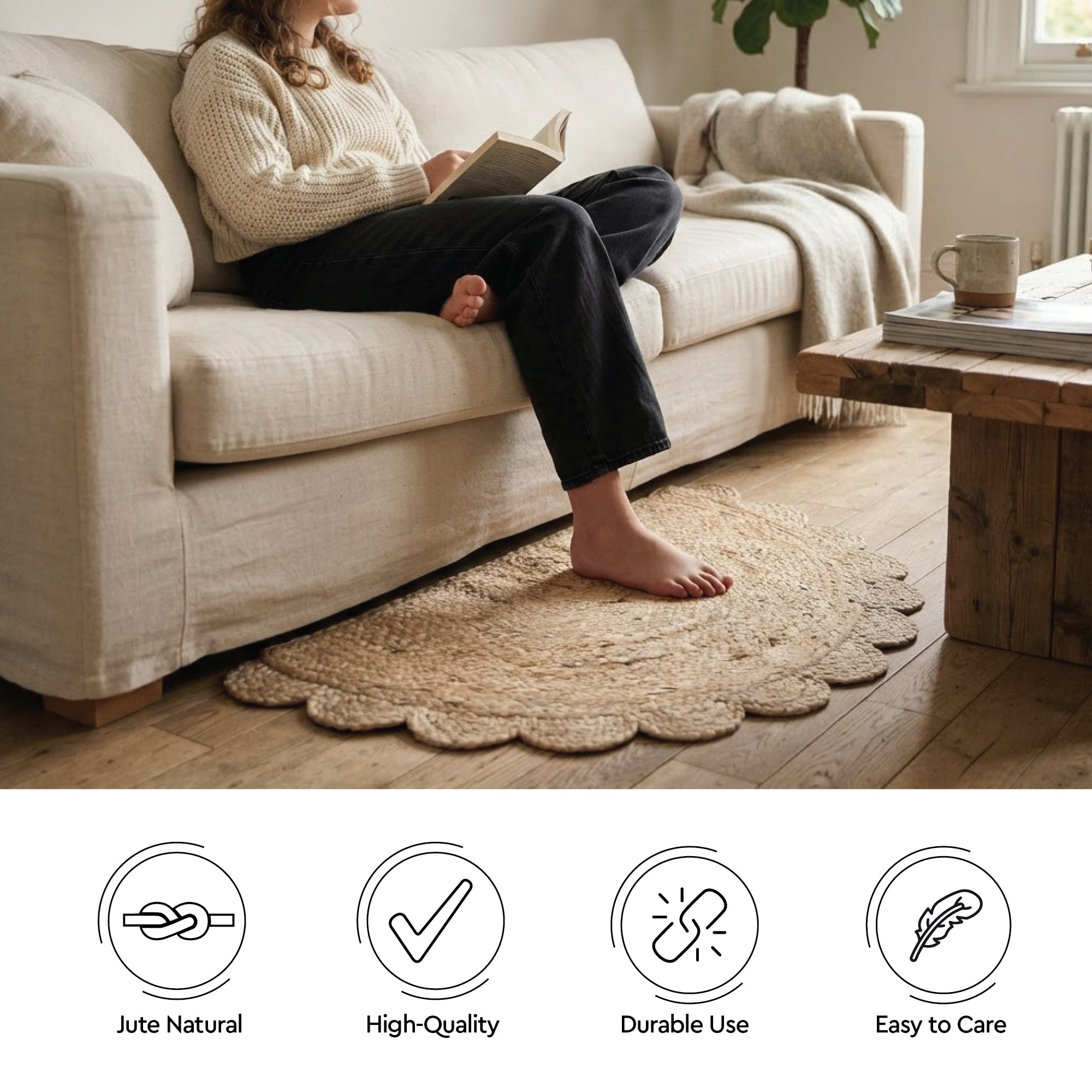 Jute Half Round Natural Door Mat (Pack of 1)