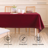 Cotton Rich Maroon Table Cloth (Pack of 1)