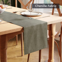 Chenille Stone Grey Table Runner