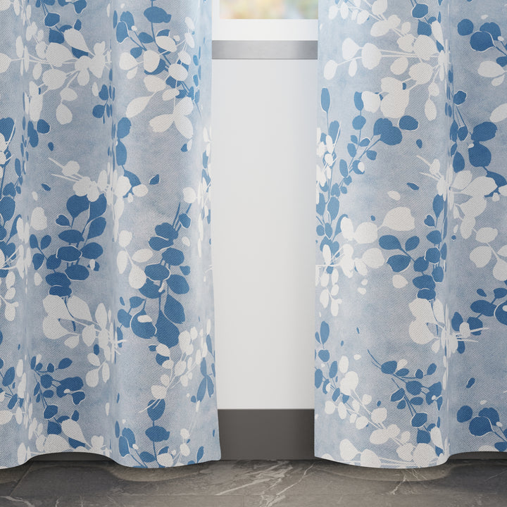 Blackout Polyester L2 Blue Curtain (Pack of 2)