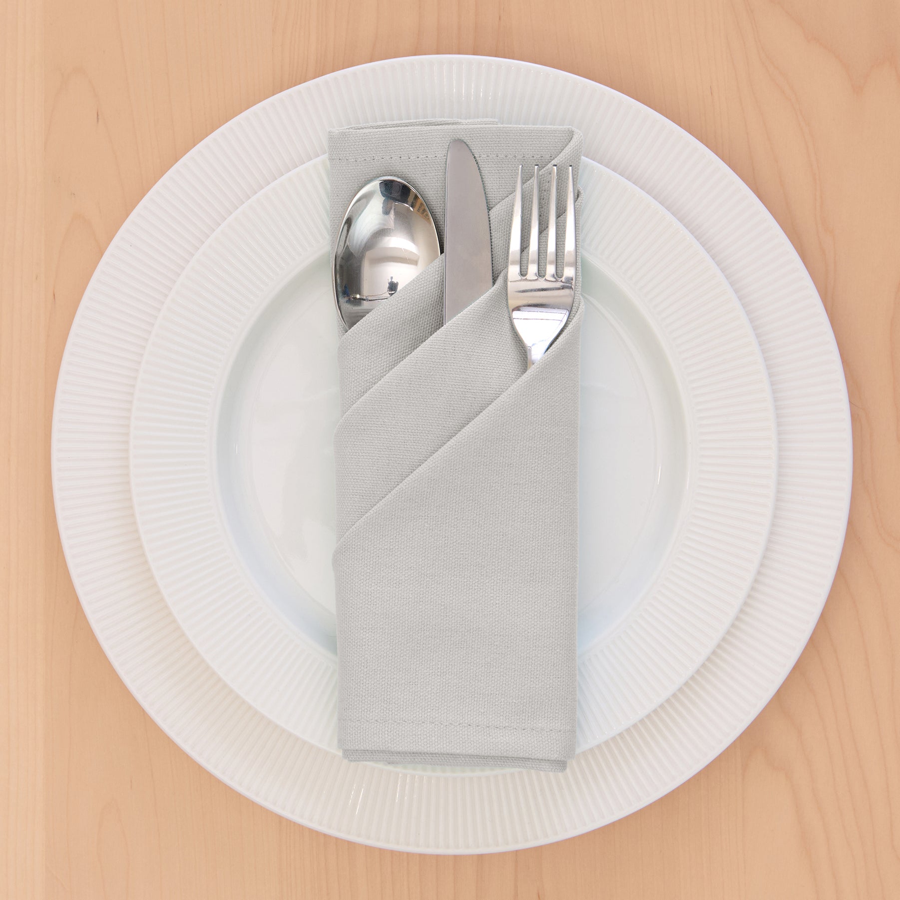Cotton Light Grey Table Napkins (Pack of 6)