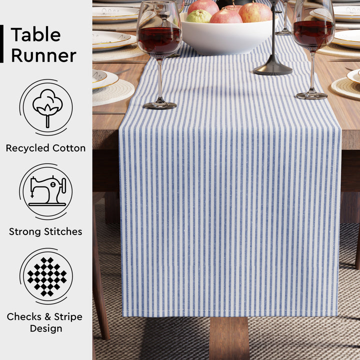 Cotton Ticking Navy Blue Table Runner (Pack of 1)