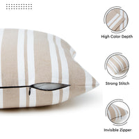 Cotton Franca Beige Stripes Cushion Cover (Pack of 2)