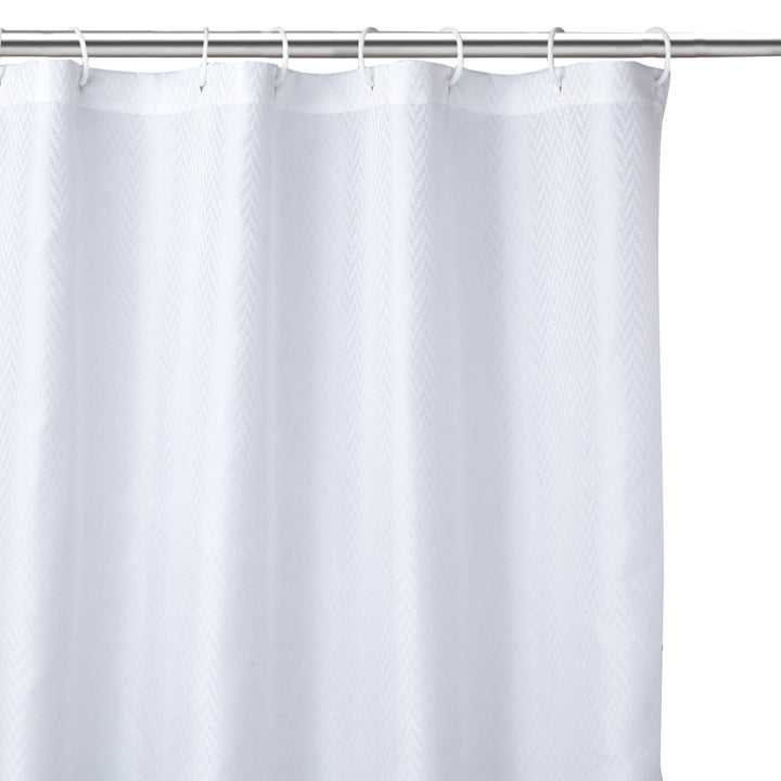 Polyester ZZ White Shower Curtain (Pack of 1)